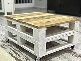  Dydaya Mesa de palets con Ruedas - Mesita Auxiliar & Centro Hecha con Madera de pallets para Salon & Jardin, terraza, DIY - Estilo Rustico, nórdico, escandinavo, Farmhouse, Retro - Mesas Originales
