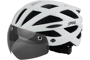 JEPOZRA Caschi da bicicletta da strada da uomo e da donna con visiera rimovibile e occhiali magnetici Casco Bici regolabile di sicurezza e traspirante Caschi da sci per adulti