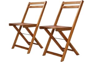 vidaXL 2 x Folding Bistro Chairs Acacia Wood