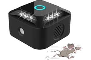 QUEATH Ultrasuoni per Ratti, Repellente Ultrasuoni per Topi, Ultrasuoni Mouse e Ratti 360° con Luce LED Repellente Ultrasuoni Dissuasori per Topi Roditori Parassit Ratti Ragni Falene Formiche