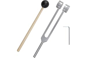 GURFZCYUOO 128hz Tuning Fork Hammer Aluminum Alloy Medical Non-Magnetic Body Weighted Tuning Fork + Wood Hammer for DNA Repair Healing Sound Therapy Balancing Healers Vibration Accurate Frequency (Silver)