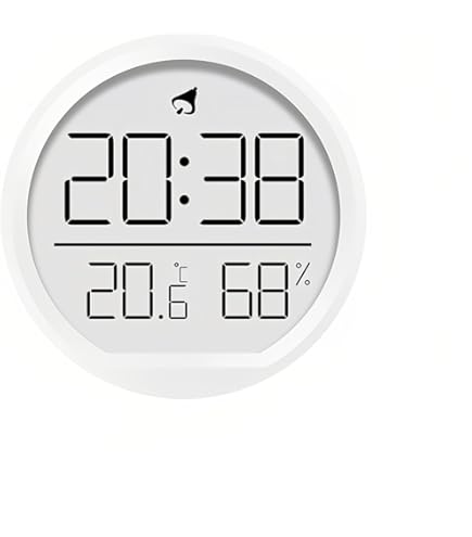 Lancoon Digitale ronde wandklok met temperatuur datum week stilte 12/24