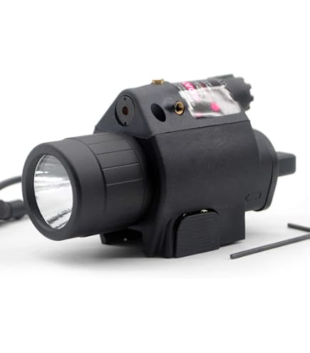 Torcia Tattica Per Softair Con Doppio Interruttore (Pulsante E Pressostato), Montaggio Su Rotaia Mlok Keymod 20mm, Compatibile M300 M600, Marrone - 3