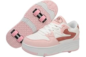 Mateju Kids Roller Skate Shoes for Boys Girls, Skateboarding Skates Outdoor Parkour Shoes Retractable 4 Wheels Unisex Teenager Children Sports Walking Running Sneakers Shoes