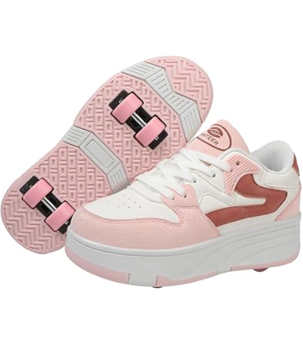 NOLLY Automatische wandelschoenen, onzichtbare wieltjes, schaatsen, rolschaatsen, voor mannen en vrouwen, dubbele rijen, voor volwassenen en kinderen, C-35