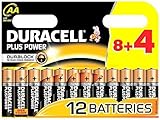 12 x AA Duracell Plus Power 1.5V Alkaline Batteries LR06 - 1 Pack of 8+4