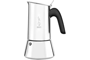 Bialetti Venus Caffettiera in Acciaio Inox, Adatta all'Induzione, Inossidabile, Argento, 6 Tazze