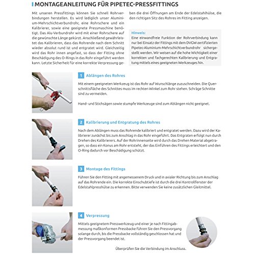 Pipetec Pressfitting Winkel 20×2 mm 90 Grad TH Kontur Verbundrohr, DVGW, TH-Profil - 5