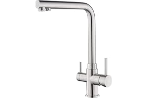 AORA® AVANTGARDE INOX 4-drożny kran ze stali nierdzewnej | armatura kuchenna obracana o 360° z masywnej stali nierdzewnej 304 | armatura zlewozmywakowa do filtra wody, instalacji osmozy | kran z filtrem wody