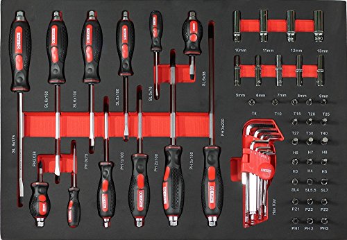 F-BD Black Red Edition | Werkzeugwagen * Werkstattwagen * 6 Schubladen / 4 gefüllt mit Werkzeug | Bit Sets, Ratschen, Nüsse und vieles mehr… - 4