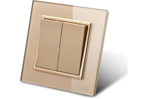 WESA Interruptor de marcha y viene, interruptor de pared Panel de cristal oro de 2 vías, interruptor mecánico de pared 86 mm, interruptor estándar 10 Amp, 250 V