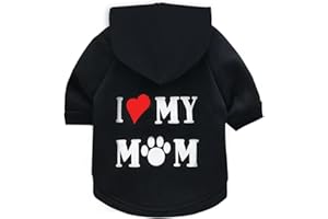 Izefia Sweat à Capuche pour Chien Vêtements pour Chien J'aime Ma Mère Cardigan Hiver Sweatshirt Chaud Coton Chien à Capuche pour Petit Chien Chat