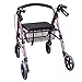 Produktbild Rollator aus Edelstahl Rosafarben Walker klappbar Rollwagen 4 Räder Leichtgewichtrollator mit Sitzfläche und Korb