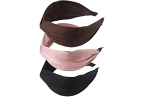 AIZIYIN Wide Headbands for Women Fabric Hair Band,Elastic Headbands Knot Hairbands Hair Accessories for Daily Wearing, Dating, Sports (3COLOR4)
