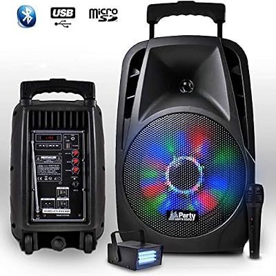 Party sound Enceinte Portable 8"/20cm 300W à LEDs RVB avec USB/Bluetooth/FM/Micro + Mini LEDSTROBE