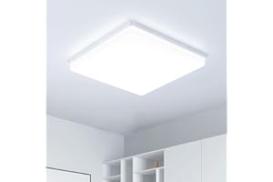 Kuwork Lampara Techo LED 48W: 30CM Plafon LED Techo 6500K, 4800LM Plafon Superficie Panel LED para Dormitorio Cocina Pasillo Baño Sala, Blanco, Cuadrado