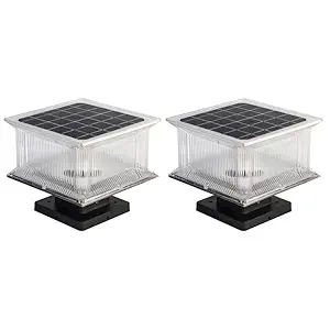 Homehop Solar Main gate Light for Home Outdoor Waterproof Pillar Lamps for Compound Wall Modern Big Size (Square, Pack of 2)