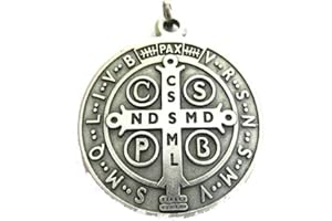 GTBITALY 60.050.30 medaglia di San Benedetto Argento Misura 48 mm con Anello prete esorcismo Suora Chiesa sacerdote Santo