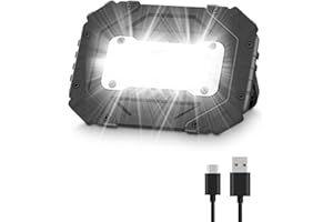 JOVRUN 2023 Newest 30W Rechargeable Work Lights, COB Floodlight Super Bright with 4 Modes, USB Battery Security Light, Portable & Waterproof Outdoor Camping Lights, Yard, Garage, Batteries Included, Black