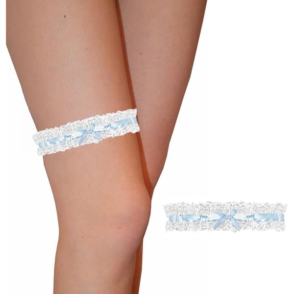 Lot De 2 Jarretières De Mariée En Dentelle élastique - Taille Unique (jambe 40-60cm), Avec Nœud - Accessoire Robe De Mariage