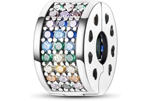 Hapour Clip Distanziatore Charm per Bracciale Clip Lock Stopper Bead Distanziatore DIY Fit Bracciale Serpente Europeo Apribile 925 Sterling Silver Beads Gioielli Regalo per le Donne Ragazze