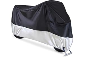 ETOMVOOP Motorcycle Cover Waterproof Outdoor, Motorbike Cover 210D Oxford All Season Indoor Outdoor Rain UV Dust Protective Cover with Anti-theft Aluminum Lock Hole (XXXXL-295X110X140cm)