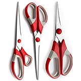 Kurtzy Multi-Purpose Soft Grip Satinless Steel Scissor Set Idle for Kitchen Sewing Saloon Arts and Crafts 3 Piece Color MayVary
