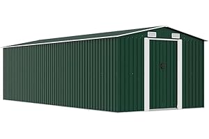 vidaXL Capanno da Giardino in Metallo Verde 257x597x178 cm Casetta Attrezzi