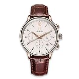 JIN DI LONG JJ Unisex - Armbanduhren für Herren Edelstahl Uhr Lederband Wasserdichte Uhr Moderne Mode Boss Quarzuhr für Geschäfts Männliche Chronograph Armbanduhr Rose Gold
