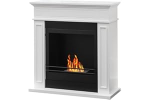 Divina Fire Jefferson - Chimenea de bioetanol de pie, color blanco, 89,5 x 90,5 x P28