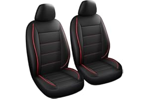 SOBONITO Car Seat Covers, Front Seats, Art Nappa Leather, Seat Cover Set, Universal, Car Seat Covers (Red Line)