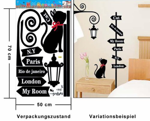 Wandaufkleber Wandtattoo Wandsticker groß Katze & Verkehrsschild WAG-032 - 2