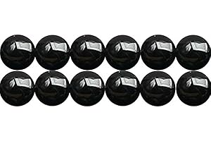 SKYBEADS Perles Onyx Noir Ronde 6mm Naturelles Pierre Précieuse pour Bijoux Longueur 38cm environ 60 pcs