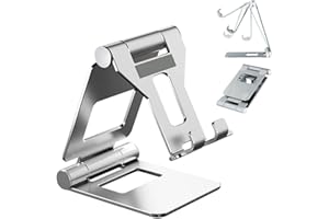 VOVIGGOL Stojak na telefon komórkowy na biurko, w pełni aluminiowy składany uchwyt na biurko, uchwyt na telefon, stacja dokująca, kompatybilny z iPhone 14, 13, 12, 11 Pro, Max, HUAWEI, Samsung