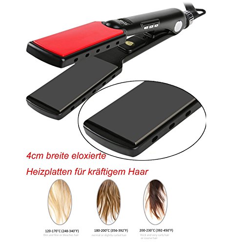 Flyoneer® Profi Glätteisen Extra Breit Digital Nano-Titan einstallbar 80~240 ℃ Turmalin – Keramik Haarglätter – effektiv und sicher (mit hochwertiger Keramikbeschichtung ) - 3