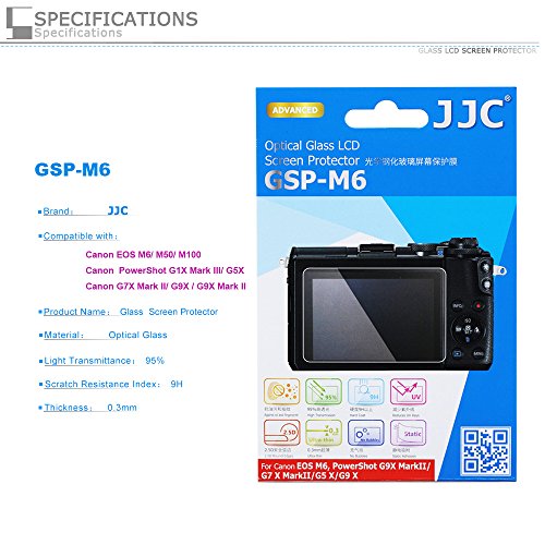 PROfoto.Trend/JJC Protector de Pantalla LCD de Cristal Líquido óptico para Canon EOS M6 /PowerShot G5 X/ G7 X Mark II/ G9 X / G9 X Mark II