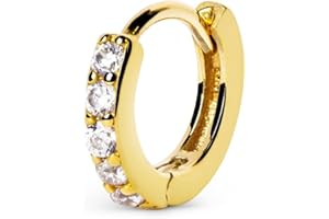 SINGULARU - Pendiente Suelto Aro Cleo M. Plata de Ley 925 con Acabado Baño de Oro de 18 Kt. Cierre Congo. Joyas para Mujer