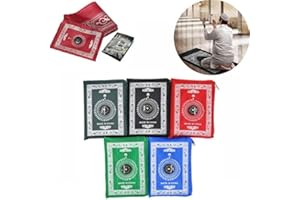 ONEBRAND Prayer Mat Rug - Prayer Mats Muslim - Islamic Prayer Mat - Pocket Travel - Blanket in Pocket - With QIBLA KAABA COMPASS In Pouch For Prayer Direction – Portable Prayer Mats. (Black)