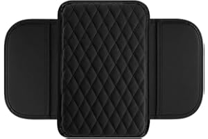 JAONLD Housse de Coussin pour Console Centrale de Voiture Coussin D'accoudoir Voiture en Cuir,Tapis de Boîte D'accoudoir de Voiture Sac de Rangement pour la Plupart des Voitures,Motos et SUV(Noir)