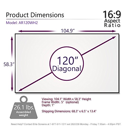 Elite Screens Aeon Series, Sleek EDGE FREE Tensioned Fixed Frame Projection/Projector Screen, 120-inch Diag. 16:9, AR120WH2 - Image 7