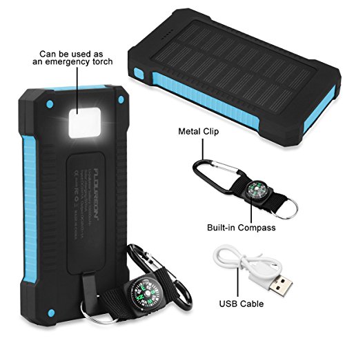 FLOUREON Batterie Externe Portable Batterie de Secours Chargeur Solaire Etanche 10000mAh avec 2 ports USB Boussole et Lampe Torche LED pour Smartphones Samsung Iphone et Tablettes - Bleu reviews FLOUREON Batterie Externe Portable Batterie de Secours Chargeur Solaire Etanche 10000mAh avec 2 ports USB Boussole et Lampe Torche LED pour Smartphones Samsung Iphone et Tablettes - Bleu