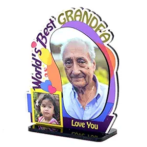 AJANTA ROYAL Personalized Gift for Grandpa Acrylic Cutout Photo Frame with Photos (Height - 8