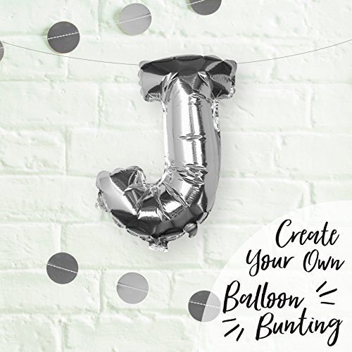 Ginger RayGinger Ray Individual 16 Inch Silver Letter J Party Wedding Balloon Decoration No Helium Needed, Metallic