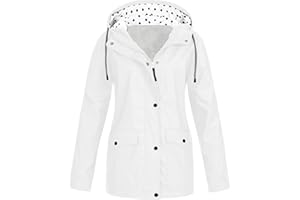 GENERIC Womens Breathable Lightweight Waterproof Jackets Solid Color Packable Rain Coat Hoody Windproof Hiking Outdoor Wear Plus Size Softshell Jacket Trench Coat for Women Uk