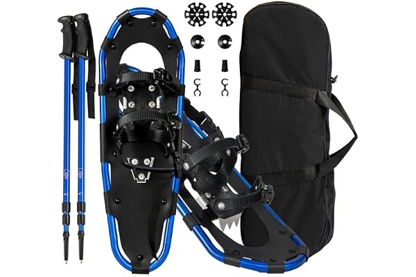 GOPLUS Raquettes de Neige Légères 17''/21''/ 25''/30''pour Femmes, Hommes Enfants, RaquettesNeige avec Bâtons de Randonnée Antidérapants Réglables,en Alliage d'Aluminium, Sac de Transport Inclus