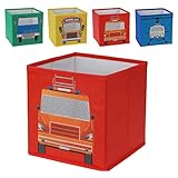 4er Set Aufbewahrungsbox Sortierbox Box Kiste Aufbewahrungskiste Regalboxen Aufbewahrung Kinder Kids Junge Jungs Auto Bus Schulbus Helikopter Heli