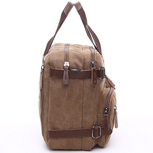 BAOSHA HB-22 Vintage Leinwand Herren Aktentasche Rucks  cke Arbeitstasche Umh  ngetasche Laptoptasche 14 Zoll Kaffee