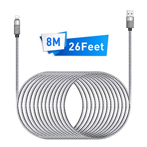 Eletrand Cavo Phone 8M/26FT Nylon Cavo Phone di Sincronizzazione e Cavo di Caricabatterie per Phone11/11Pro/11Pro Max/X/XS Max/XR/8/8 plus/7/7 plus/6s/6s plus/6/6 plus/SE/5s/5c