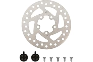 FLYLIN Disco freno da 120 mm, 5 fori in acciaio inox, con viti e 2 pastiglie freno, disco a disco elettrico per scooter elettrico M365/PRO/PRO2