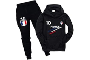 Ambcol Ensembles de Sport Jogging Survêtement De Football France 2 étoiles Enfant Sweat à Capuche avec Poche